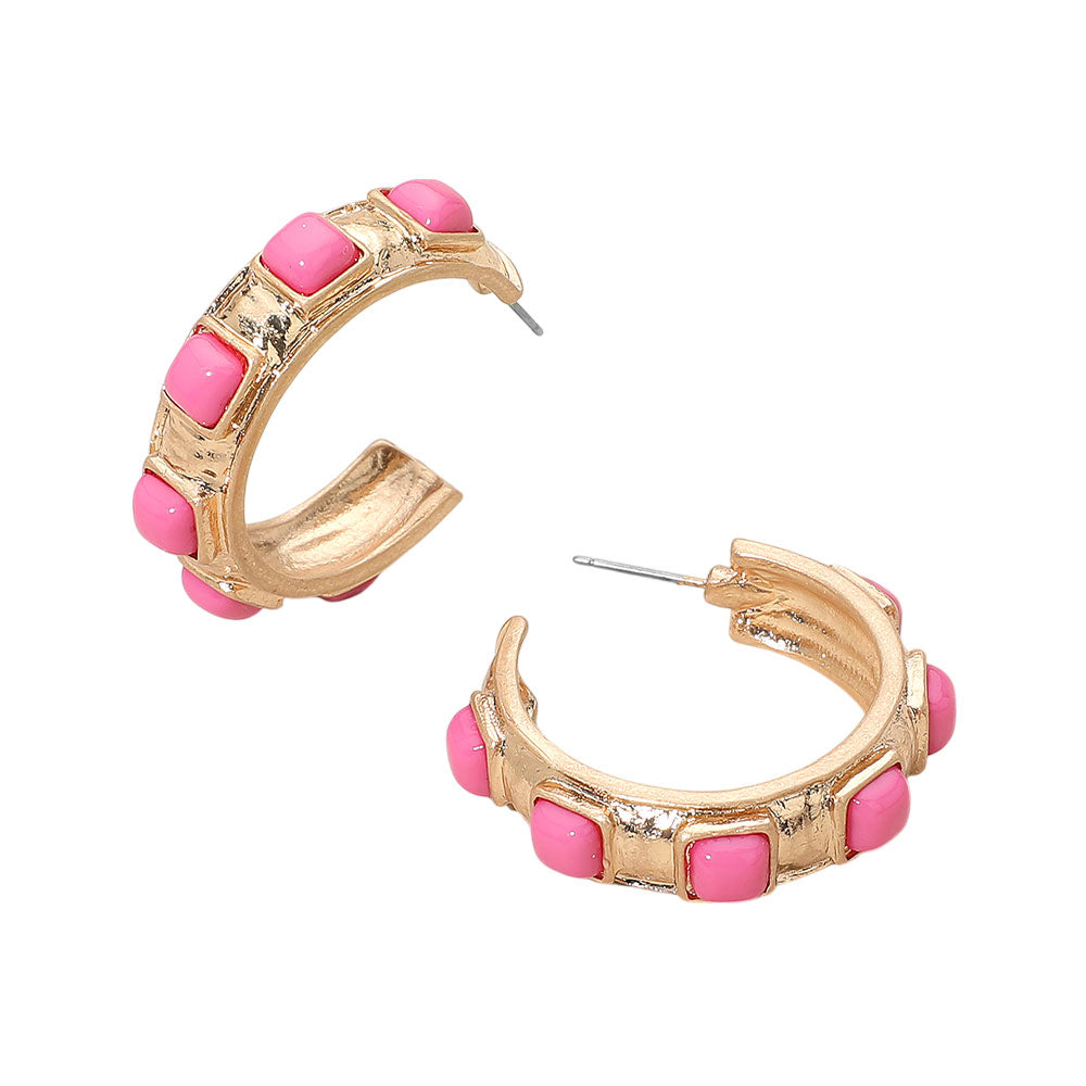 The Eva Stone Earrings Pink