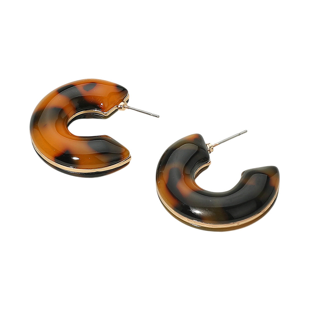 The Whitney Tortoise Shell Small Hoop Earrings