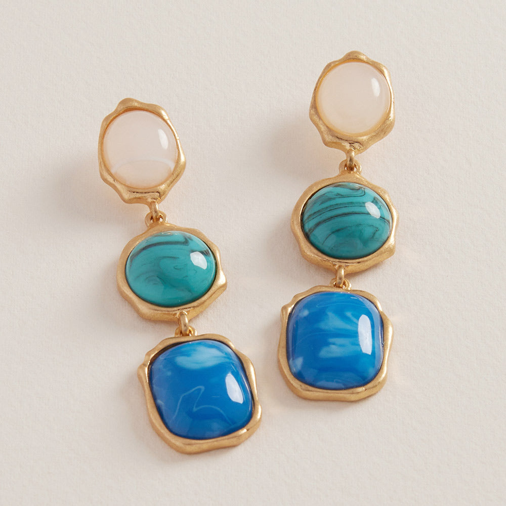 The Ester Triple Blue Stone Earrings