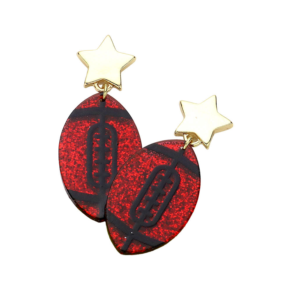 Sparkly Resin Football Earrings