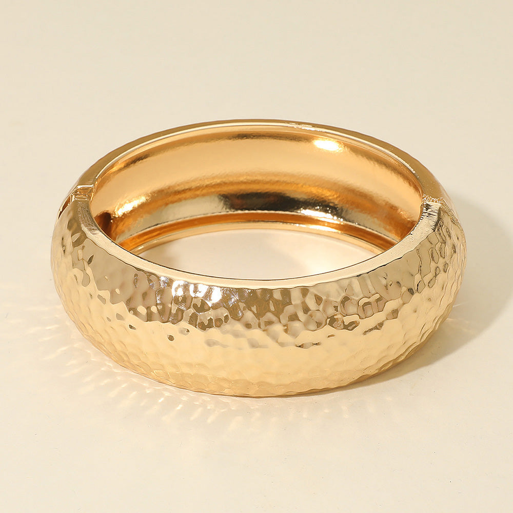 Bold Hammered Metal Hinged Bangle Bracelet