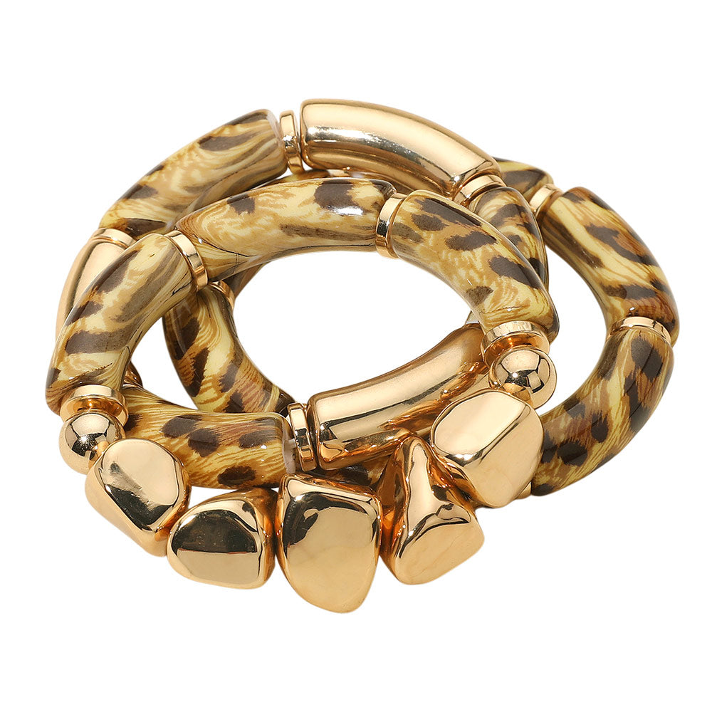The Lila Leopard 3pc Bracelet Stack