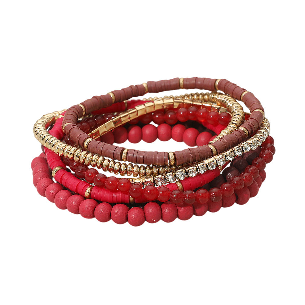 The Bella 7pc Bracelet Stack Red