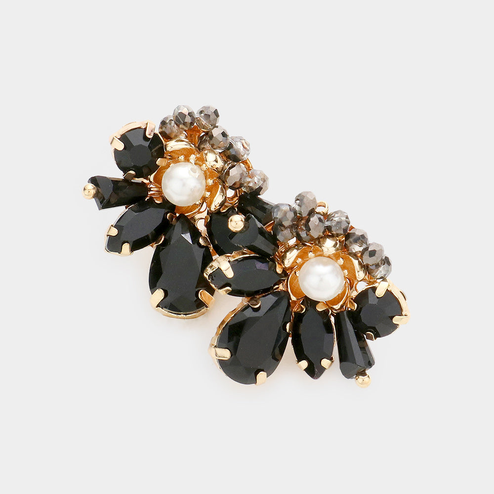 The Selena Crystal Earrings Black