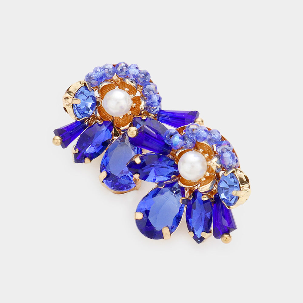 The Selena Crystal Earrings Blue