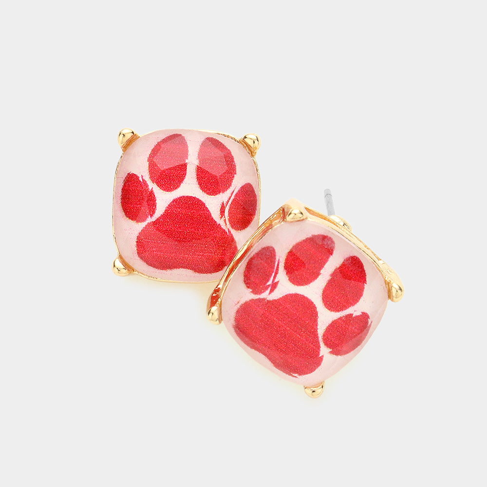 Square Paw Stud Earrings